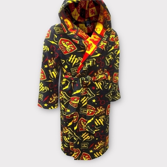 HARRY POTTER FLEECE DRESSING ROBE Size Small Black No Belt 100% Polyester - Picture 1 of 9